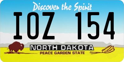 ND license plate IOZ154