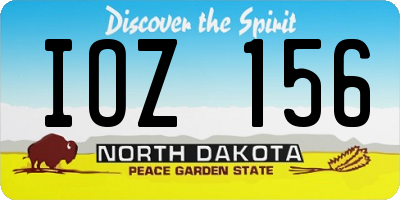 ND license plate IOZ156