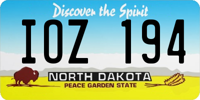 ND license plate IOZ194