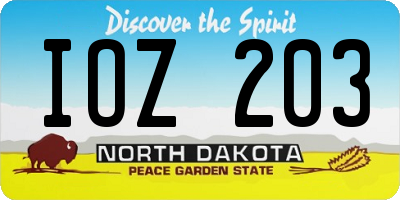 ND license plate IOZ203
