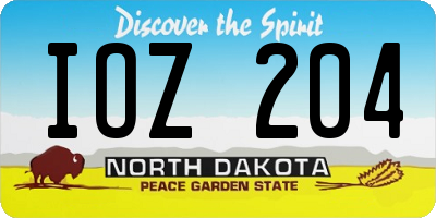 ND license plate IOZ204