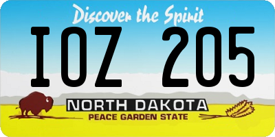 ND license plate IOZ205