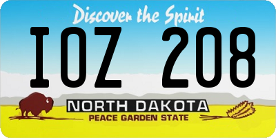 ND license plate IOZ208
