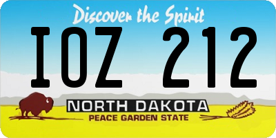ND license plate IOZ212