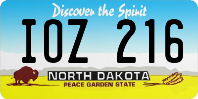 ND license plate IOZ216