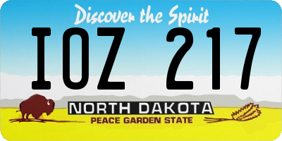 ND license plate IOZ217