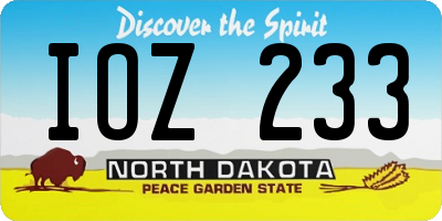ND license plate IOZ233