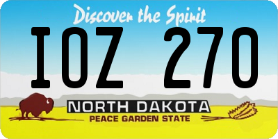 ND license plate IOZ270