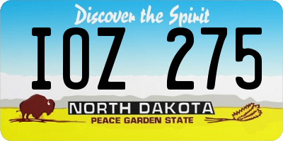 ND license plate IOZ275