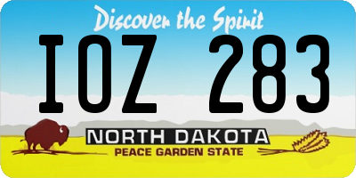 ND license plate IOZ283