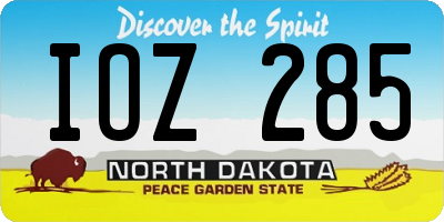 ND license plate IOZ285