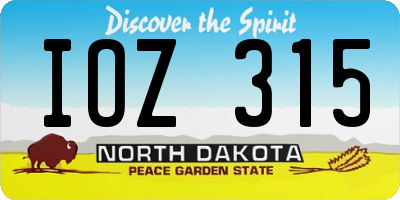 ND license plate IOZ315