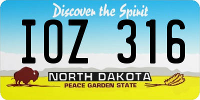 ND license plate IOZ316