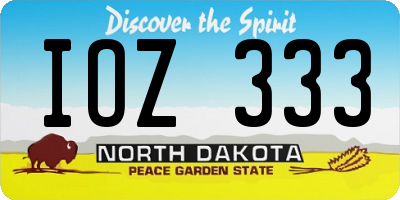 ND license plate IOZ333