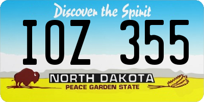 ND license plate IOZ355