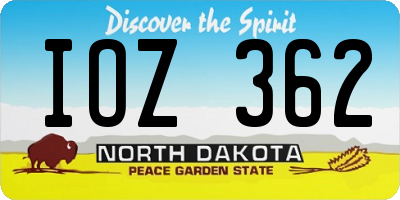 ND license plate IOZ362