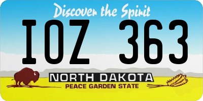 ND license plate IOZ363
