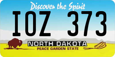 ND license plate IOZ373
