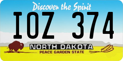 ND license plate IOZ374