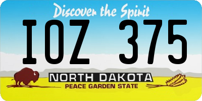 ND license plate IOZ375
