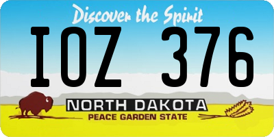 ND license plate IOZ376