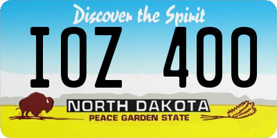 ND license plate IOZ400