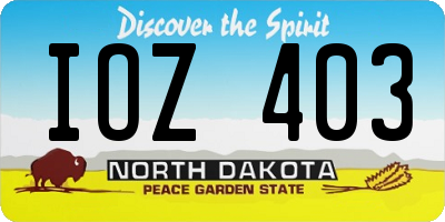 ND license plate IOZ403