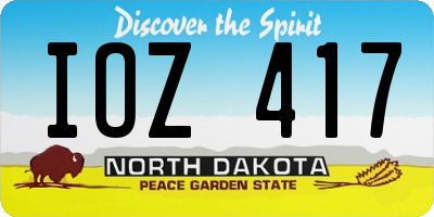 ND license plate IOZ417