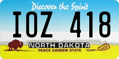 ND license plate IOZ418
