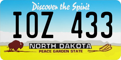 ND license plate IOZ433