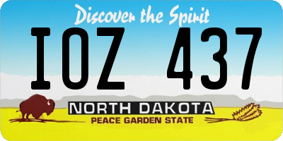ND license plate IOZ437