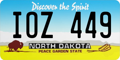 ND license plate IOZ449