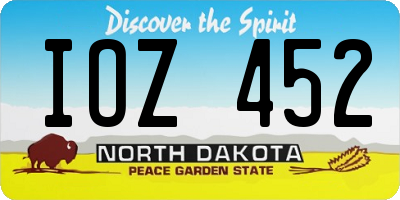 ND license plate IOZ452