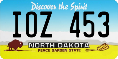 ND license plate IOZ453