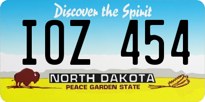 ND license plate IOZ454