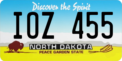 ND license plate IOZ455