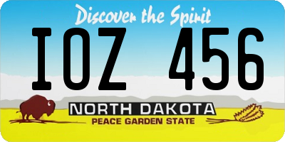 ND license plate IOZ456