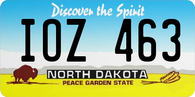 ND license plate IOZ463
