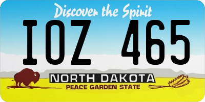 ND license plate IOZ465
