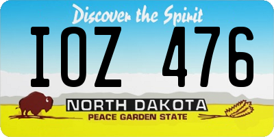 ND license plate IOZ476
