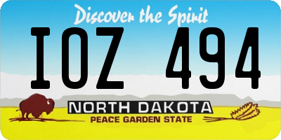 ND license plate IOZ494