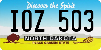 ND license plate IOZ503