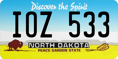 ND license plate IOZ533