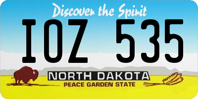 ND license plate IOZ535