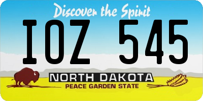ND license plate IOZ545
