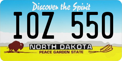 ND license plate IOZ550