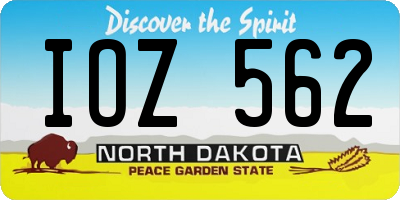 ND license plate IOZ562