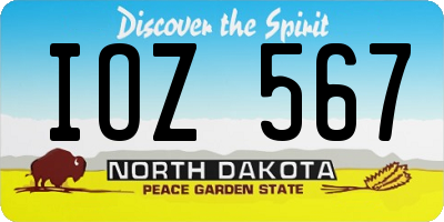 ND license plate IOZ567