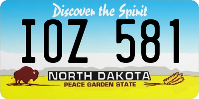 ND license plate IOZ581