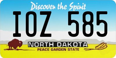 ND license plate IOZ585